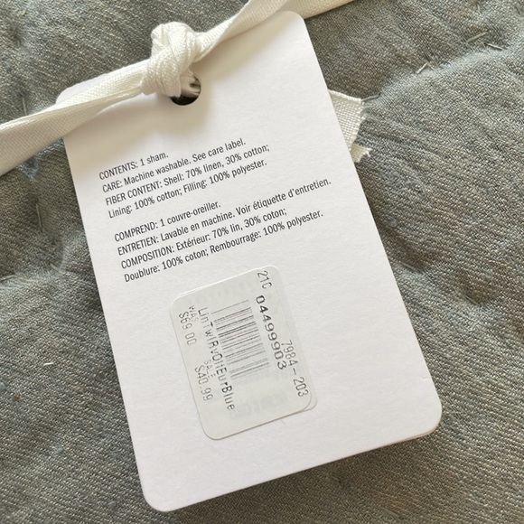 Pottery Barn Euro Willow Sham/Cotton Linen Reversible, NWOT - Picture 2 of 9